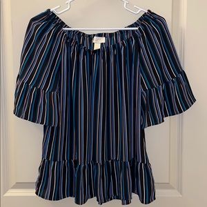 LOFT Off the shoulder Striped Peplum
